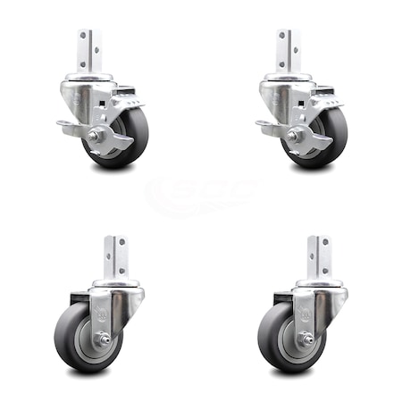 Service Caster 3 Inch Thermoplastic Rubber Swivel 7/8 Inch Square Stem Caster Brakes SCC, 2PK SCC-SQ20S314-TPRB-TLB-78-2-S-2